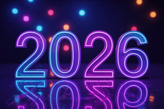 2026 glowing digital numerals
