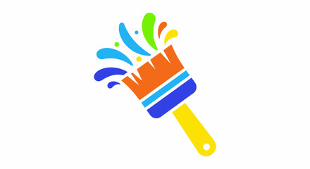 Colorful paintbrush icon with vibrant paint splashes.