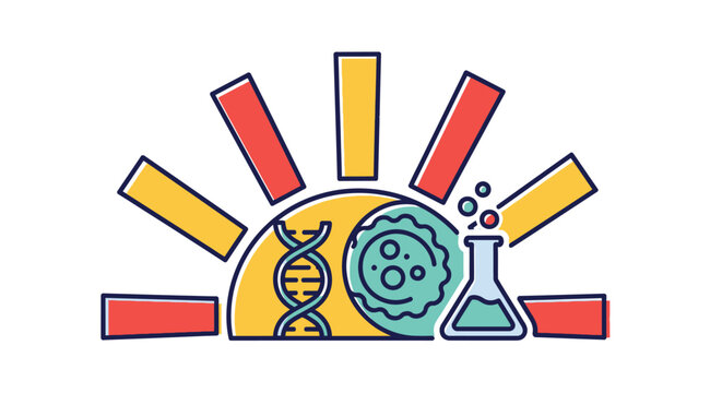 Colorful Science and Biology Doodle Illustration.