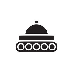 Fototapeta premium A simple black and white illustration of a tank with a dome shaped turret and visible treads