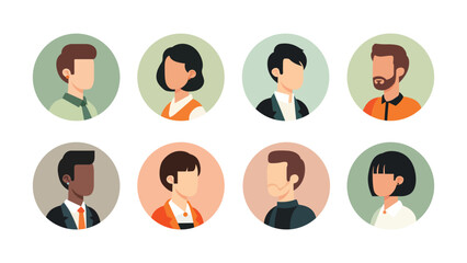Collection of diverse people avatars in circles, vector illustration