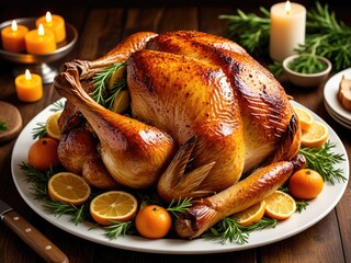 Roasted Thanksgiving Turkey with Citrus and Rosemary: A Festive Holiday Feast Image