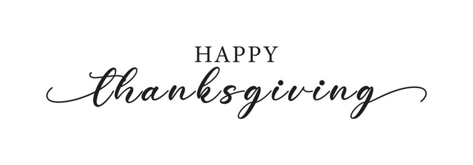 Happy thanksgiving day text font calligraphy hand written lettering script black color object Happy thanksgiving day Oct month autumn season holiday nature banner event party Happy thanksgiving