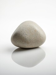 Smooth River Stone on White - Minimalist Still Life Photography, Zen Object, Natural Texture, Calm and Serene Composition