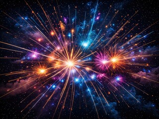 Spectacular Fireworks Display: Vibrant Celebration Against a Night Sky - Perfect for New Year's, Independence Day, and Festive Events