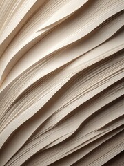 Soft Wavy Paper Texture: Elegant Abstract Background of Neutral Beige and Cream Layers, Minimalist Design Aesthetic