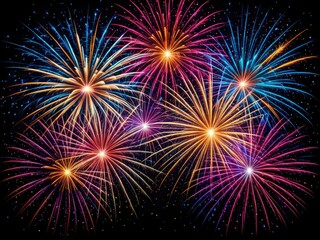 Spectacular Fireworks Display: Vibrant Colors Bursting in the Night Sky - Celebration, Festive, Holiday, and Joyful Moments Captured