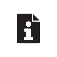 A black information icon on a white background with a curled corner and a simple modern design style