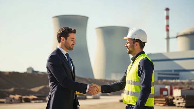 Handshake signifies agreement, Safety handshake during industrial