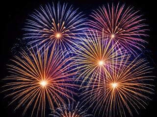 Spectacular Fireworks Display: Vibrant Colors Bursting in the Night Sky - A Stunning Celebration