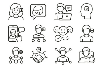 Grid icon feedback communication avatar network digital handshake ai emotion vector
