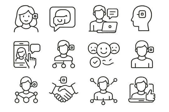 Grid icon feedback communication avatar network digital handshake ai emotion vector