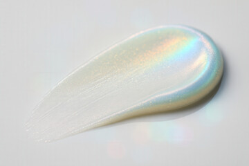 Obraz premium Opalescent Skincare Cream Smear With Iridescent Rainbow Shimmer