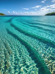 Turquoise Sea Waves Reflection: Crystal Clear Water, Coastal Paradise, Summer Beach Photography