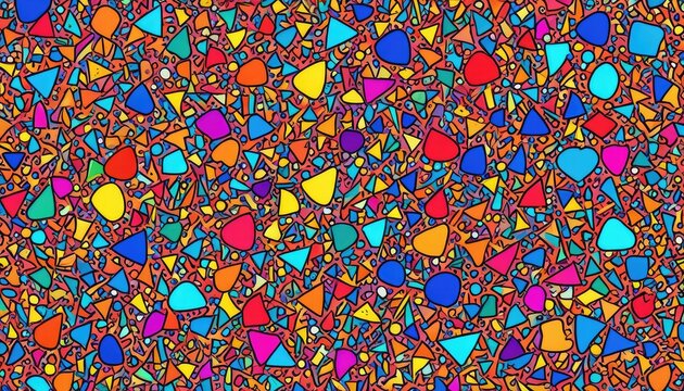 Vibrant Abstract Mosaic: Dynamic Pattern of Colorful Geometric Shapes for Modern Backgrounds and Digital Art