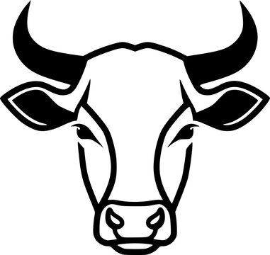 ox head silhouette line art vector illustration with a white background
