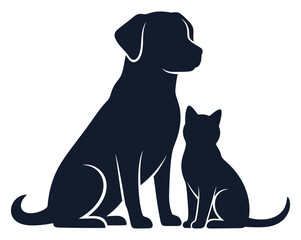 Dog and Cat Silhouette Logo Icon Pet Care and Veterinary Service Vector Graphic