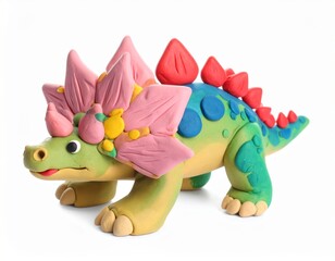 Colorful Clay Dinosaur With Bright Spikes