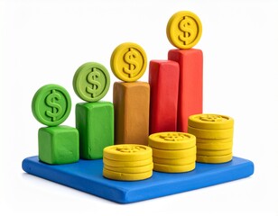 3D Bar Chart With Stacked Dollar Coins
