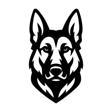 Cute Monochrome German Shepherd Head Logo