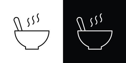 Bowl of soup icons vector.Editable stroke.linear style sign