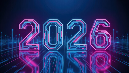 2026 glowing digital numerals
