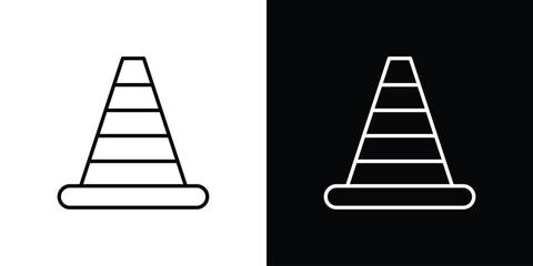 Construction cone icons vector.Editable stroke.linear style sign