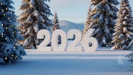 This enchanting video welcomes the New Year 2026, showcasing a serene winter landscape. Snow-covered trees and the iconic 2026 display inspire hope and joy as people celebrate new beginnings.