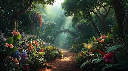 tropical forest in the morning