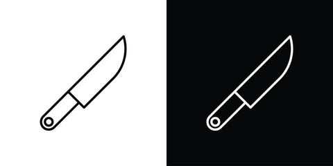 Kitchen knife icons vector.Editable stroke.linear style sign