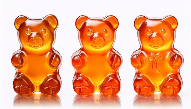 transparent gummy bear candy in orange cut out transparent