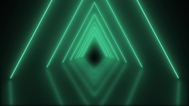 80s retro infinity tunnel of cool electric purple & pink triangles of neon light beams in an seamless endless loop animated motion background with reflections 4K animation wallpaper backdrop

