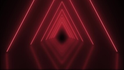 Continuous looping neon infinity light tunnel of blue and purple glowing lights in a triangle chevron pyramid shape arch seamless moving forward in an endless animation 4K - Powered by Adobe