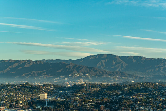The city in the distance is Glendale. Verdugo Mountains（ Verdugo Hills）and San Gabriel Mountains are  part of the Transverse Ranges. from InterContinental Los Angeles Downtown by IHG, California