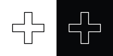 Fototapeta premium Plus icons vector.Editable stroke.linear style sign