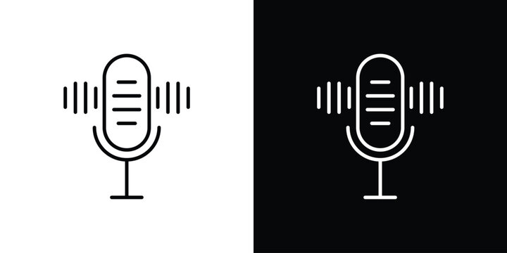 Podcast icons vector.Editable stroke.linear style sign