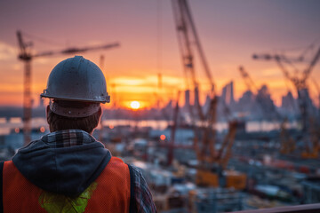 A construction worker wearing a hard hat