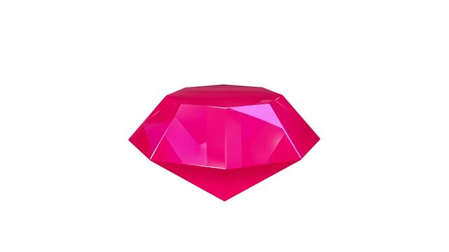 3D ruby gemstone rotating on a clean white background. Smooth looping motion for branding, decorative animation, and graphic design