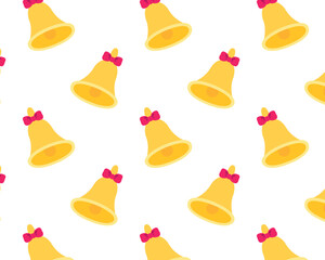 Seamless pattern. Christmas bells. Isolated white background. Vector illustration