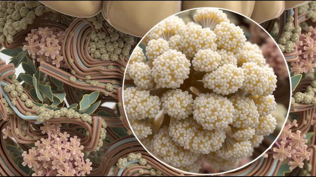 Detailed Look at Gut Microbiome Highlighting Cellular Structures and Interactions in Human Digestive System