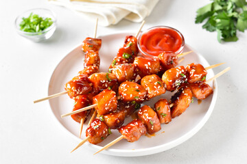 Teriyaki chicken skewers