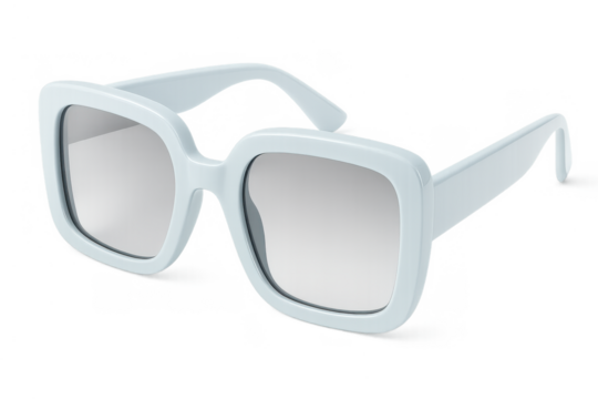 White oversize square frame sunglasses, modern fashion eyewear, sun protection accessory, creating a stylish look