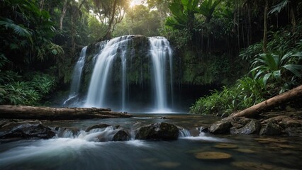 Waterfall in a tropical jungle