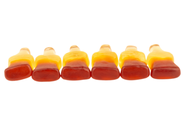 Cola Soda Bottle Jelly Candies on White Background