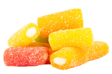 Jelly sprinkled with sugar on a white background