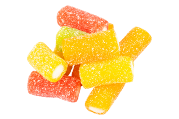 Jelly sprinkled with sugar on a white background