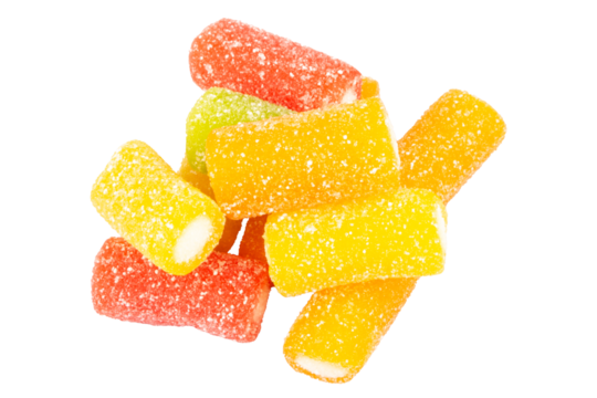 Jelly sprinkled with sugar on a white background