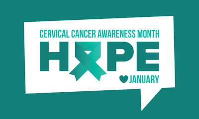 Cervical Cancer Awareness Month. Celebrate annual in January. Woman healthcare. Girl solidarity. Cancer prevention. Female disease. Medical healthcare concept. Poster, banner and background. Vector