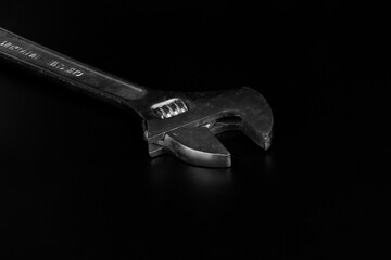 Wrench on a black background