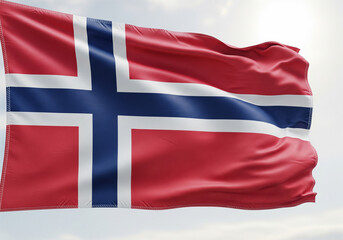 Waving Norwegian Flag A Symbol of National Pride and Identity in High Resolution, Representing Norwegian Culture and Heritage